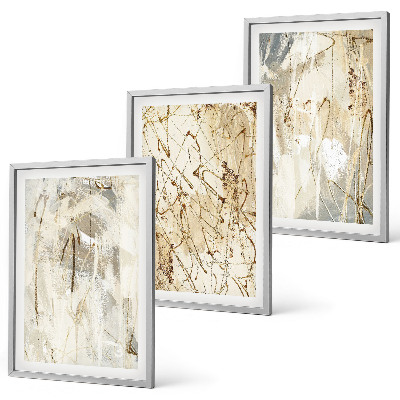 Set di 3 quadri Motivi astratti beige e grigi