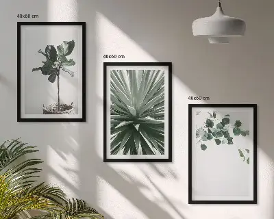 Composizione di quadri con piante verdi in stile minimalista