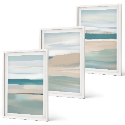 Set di 3 quadri Paesaggi astratti blu