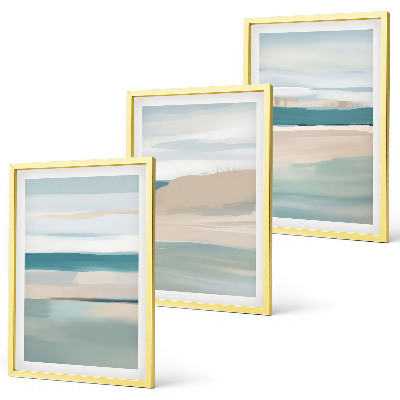 Set di 3 quadri Paesaggi astratti blu
