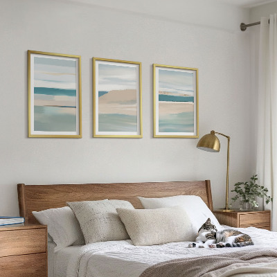 Set di 3 quadri Paesaggi astratti blu