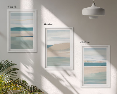 Set di 3 quadri Paesaggi astratti blu
