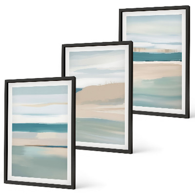 Set di 3 quadri Paesaggi astratti blu