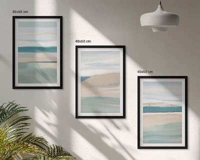 Set di 3 quadri Paesaggi astratti blu