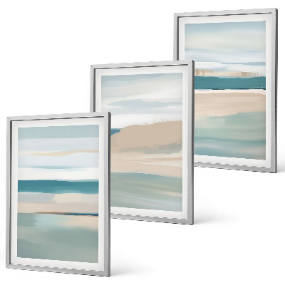 Set di 3 quadri Paesaggi astratti blu