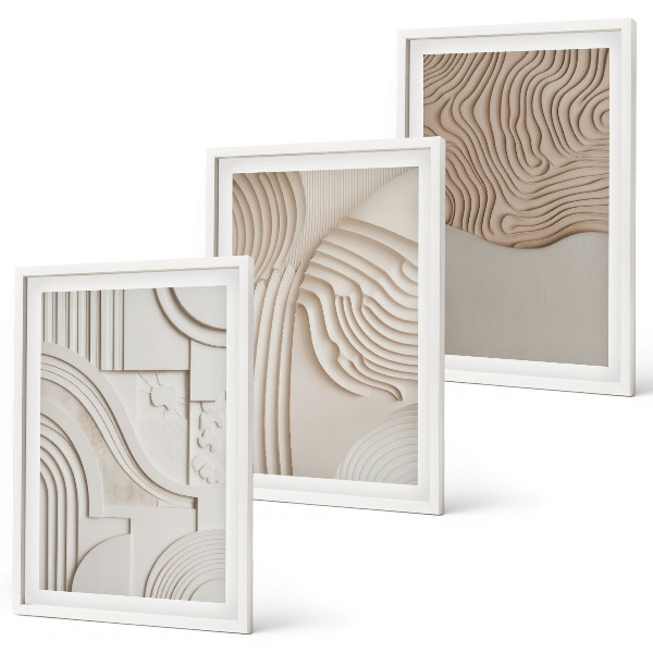 Composizione di quadri Motivi astratti beige e bianchi