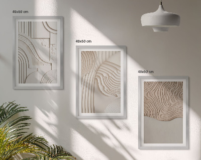 Composizione di quadri Motivi astratti beige e bianchi