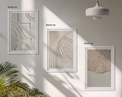 Composizione di quadri Motivi astratti beige e bianchi