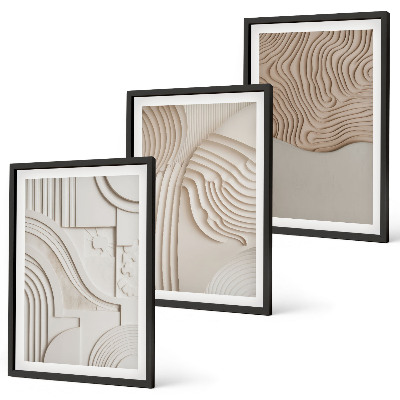Composizione di quadri Motivi astratti beige e bianchi