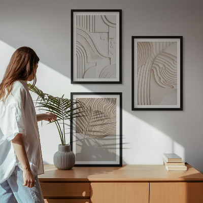 Composizione di quadri Motivi astratti beige e bianchi