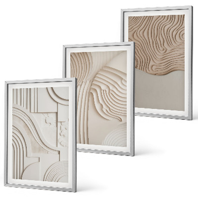 Composizione di quadri Motivi astratti beige e bianchi