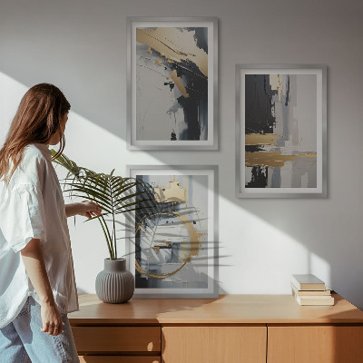 Set di quadri incorniciati Dipinto astratto in bianco e nero