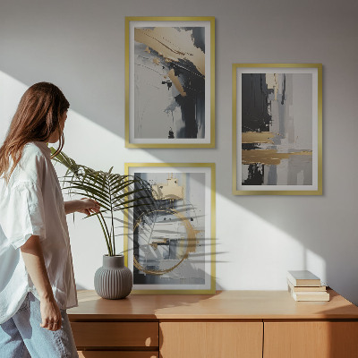 Set di quadri incorniciati Dipinto astratto in bianco e nero