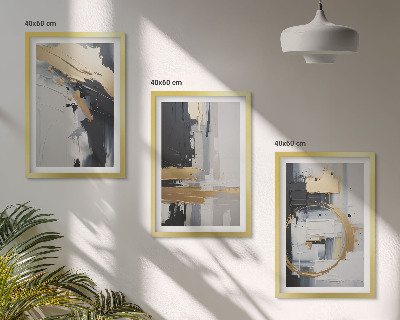 Set di quadri incorniciati Dipinto astratto in bianco e nero