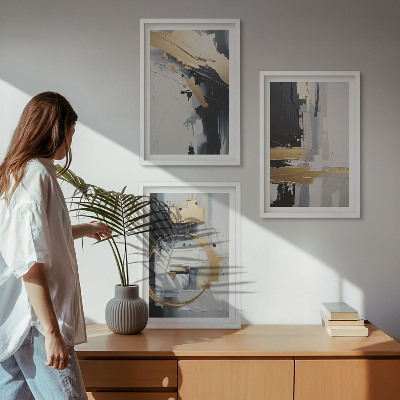 Set di quadri incorniciati Dipinto astratto in bianco e nero