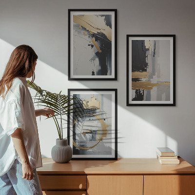 Set di quadri incorniciati Dipinto astratto in bianco e nero
