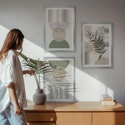Set di 3 quadri Forme astratte con vegetazione