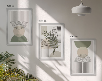Set di 3 quadri Forme astratte con vegetazione