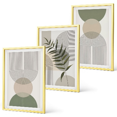 Set di 3 quadri Forme astratte con vegetazione