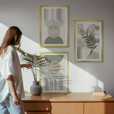 Set di 3 quadri Forme astratte con vegetazione