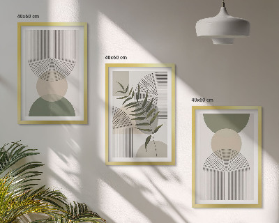 Set di 3 quadri Forme astratte con vegetazione