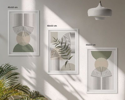 Set di 3 quadri Forme astratte con vegetazione