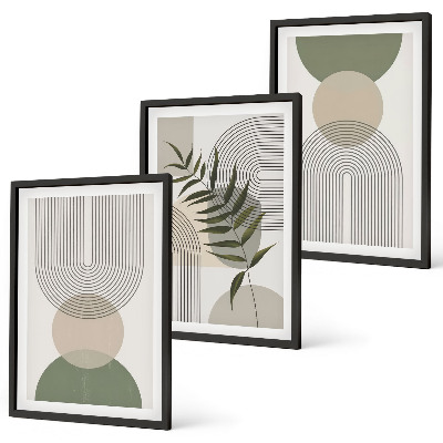 Set di 3 quadri Forme astratte con vegetazione