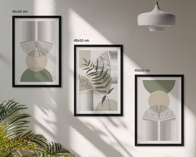 Set di 3 quadri Forme astratte con vegetazione