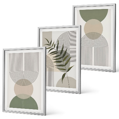 Set di 3 quadri Forme astratte con vegetazione