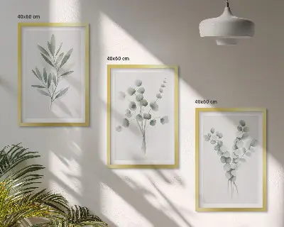 Composizione di quadri con piante e motivi vegetali verdi