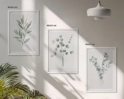 Composizione di quadri con piante e motivi vegetali verdi