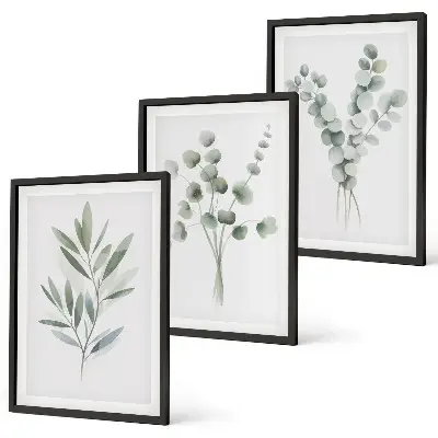 Composizione di quadri con piante e motivi vegetali verdi