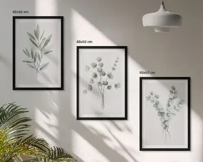 Composizione di quadri con piante e motivi vegetali verdi