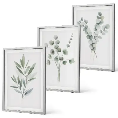 Composizione di quadri con piante e motivi vegetali verdi