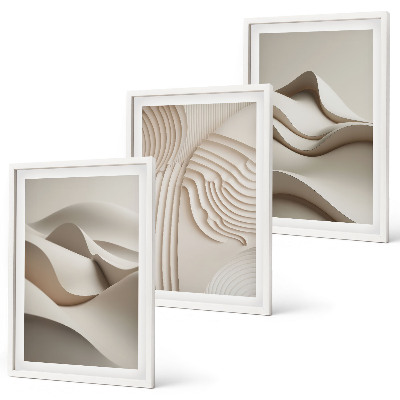Set di 3 quadri Onde astratte beige