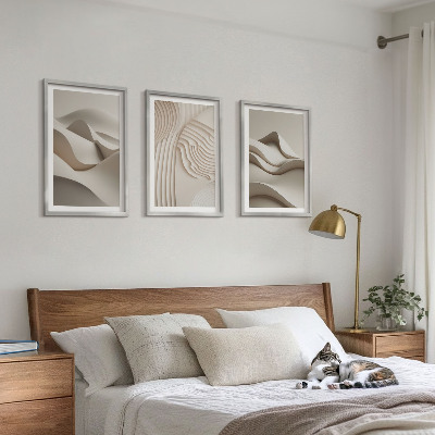 Set di 3 quadri Onde astratte beige
