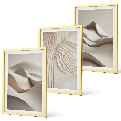 Set di 3 quadri Onde astratte beige