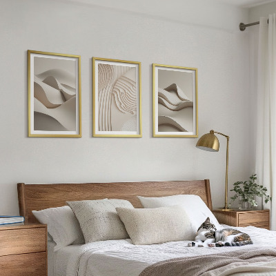 Set di 3 quadri Onde astratte beige