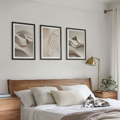 Set di 3 quadri Onde astratte beige