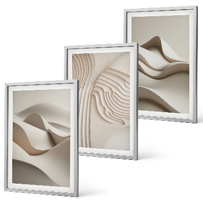 Set di 3 quadri Onde astratte beige