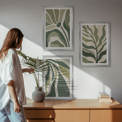 Composizione di quadri Illustrazioni di foglie verdi dipinte