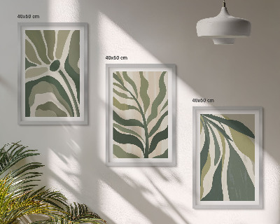 Composizione di quadri Illustrazioni di foglie verdi dipinte