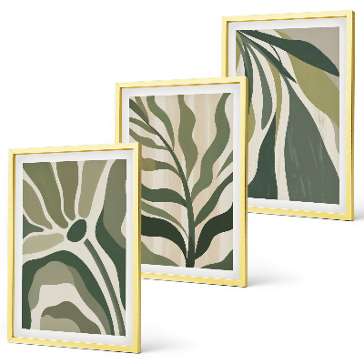 Composizione di quadri Illustrazioni di foglie verdi dipinte