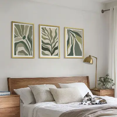 Composizione di quadri con illustrazioni di foglie verdi dipinte