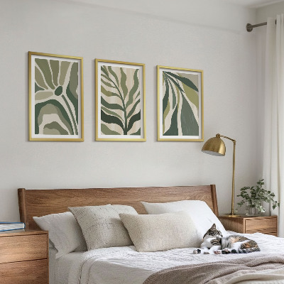 Composizione di quadri Illustrazioni di foglie verdi dipinte