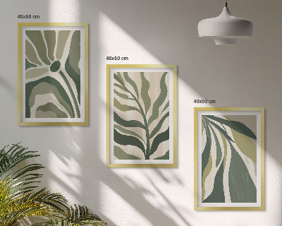 Composizione di quadri Illustrazioni di foglie verdi dipinte