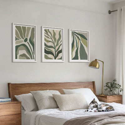 Composizione di quadri Illustrazioni di foglie verdi dipinte