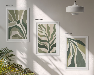 Composizione di quadri Illustrazioni di foglie verdi dipinte