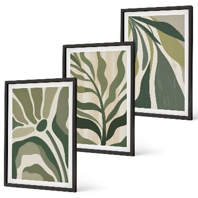 Composizione di quadri Illustrazioni di foglie verdi dipinte