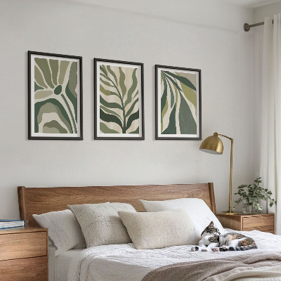 Composizione di quadri Illustrazioni di foglie verdi dipinte
